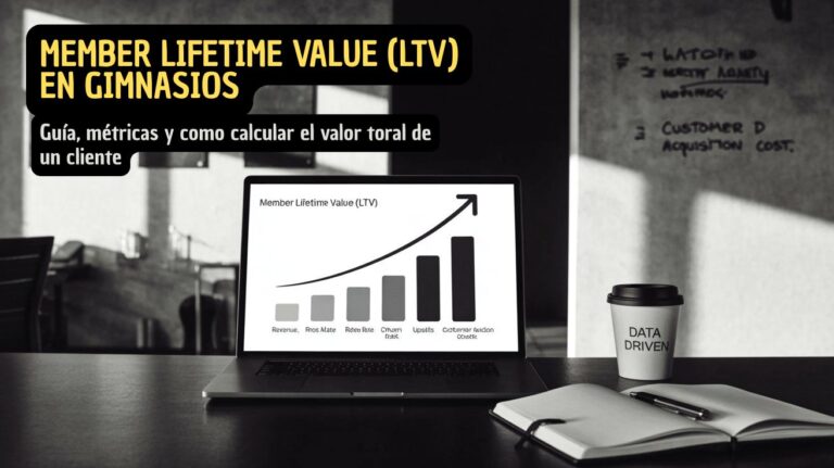 esquema visual del cálculo del LTV en gimnasios boutique con cuota, margen, upsells, churn y CAC